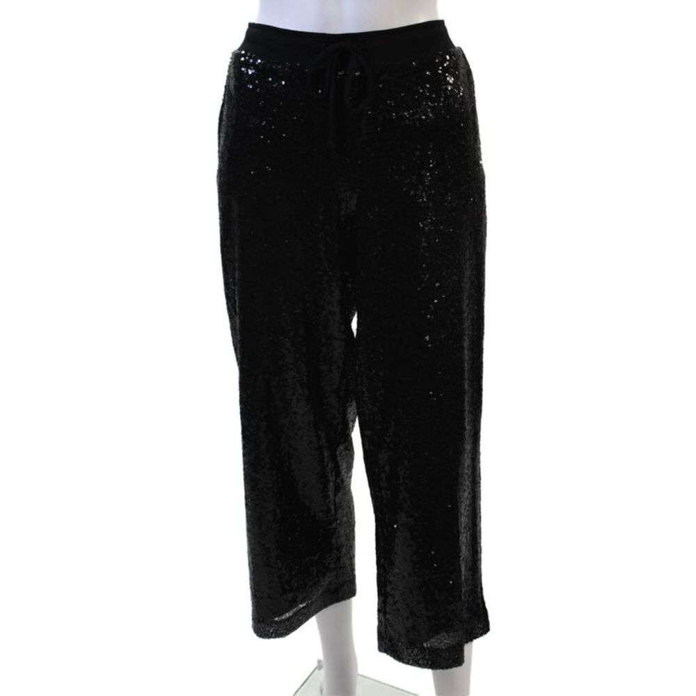 Jet John Eshaya Women Cropped Jogger Pants Black Drawstring Nylon Size M